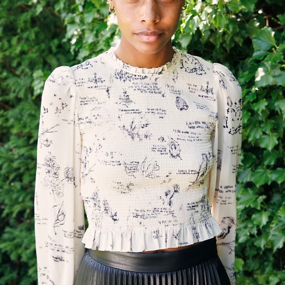 Aritzia Tempest Blouse in Beige/Birch
